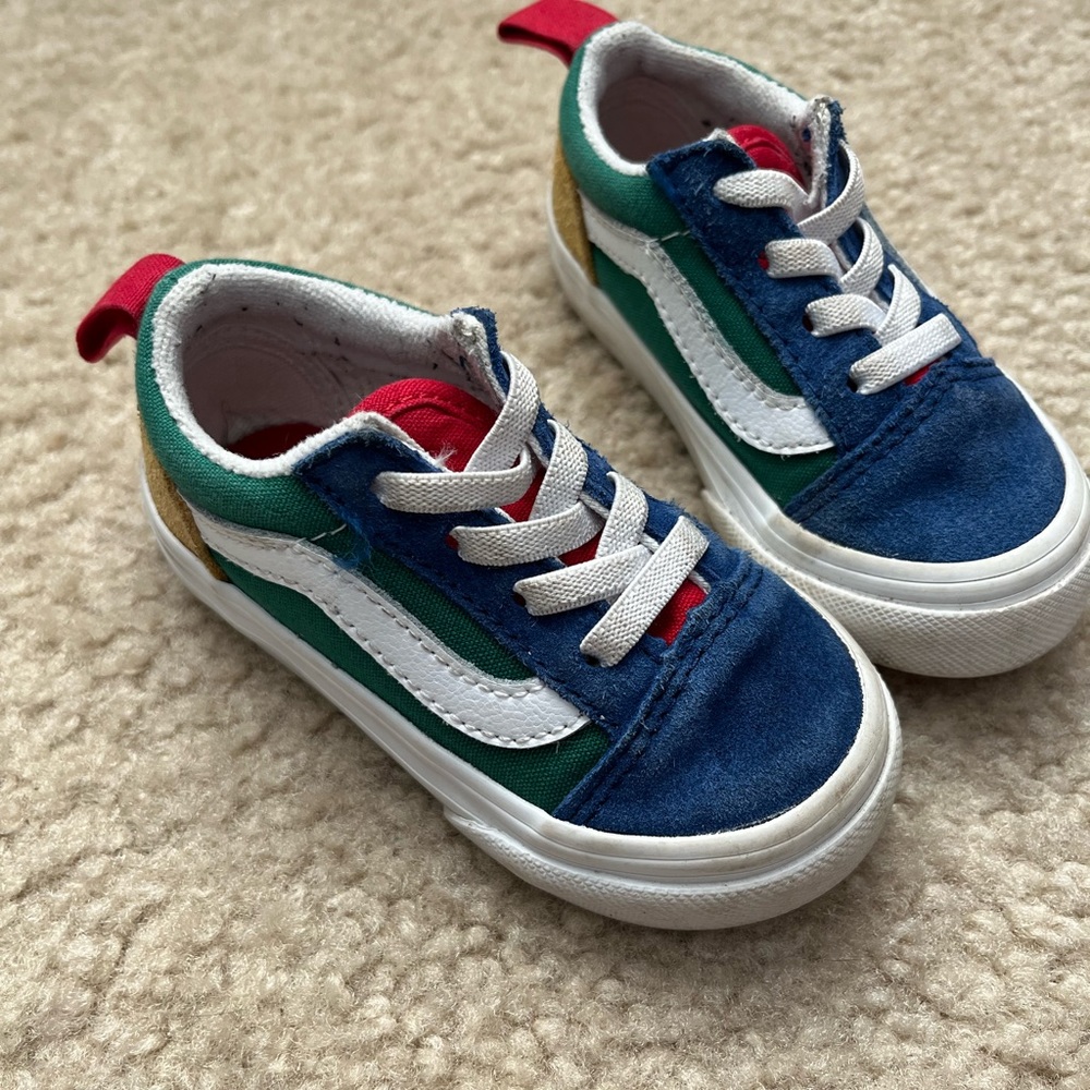 Multi-color Vans “Old School” slip-ons, size 5.5C